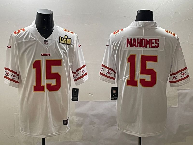 Men Kansas City Chiefs 15 Mahomes White 2025 Nike Vapor Limited NFL Jersey style 12
